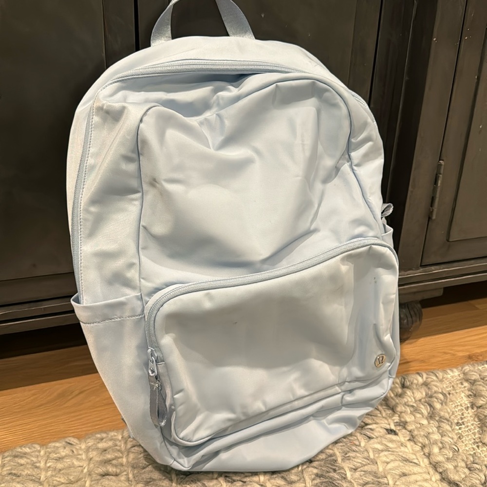 Lululemon Everywhere Backpack 22L Blue Linen used once small smudge